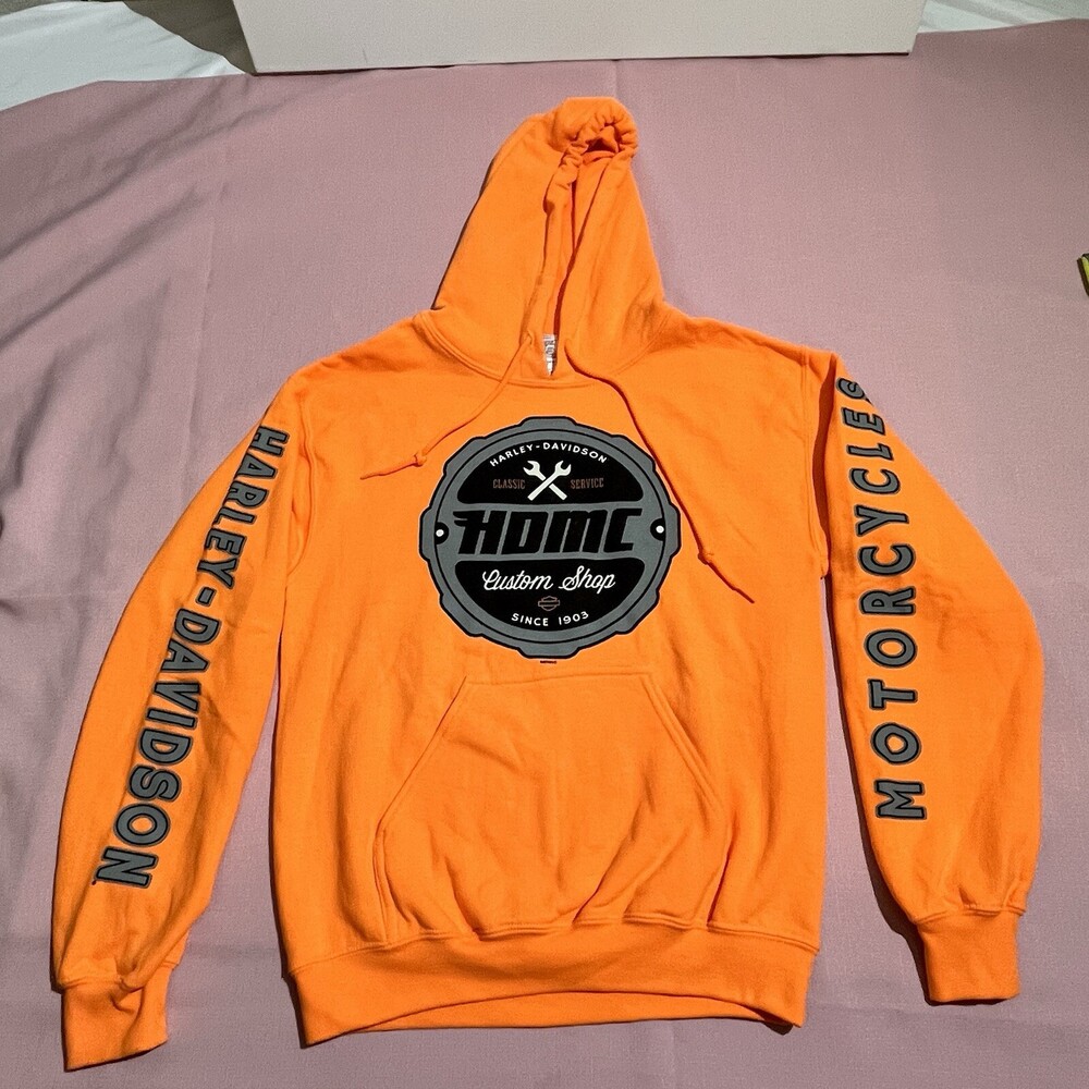 Vintage Harley Davidson Hoodie Sweatshirt Long Sleeve Graphics Mechanic Chrome